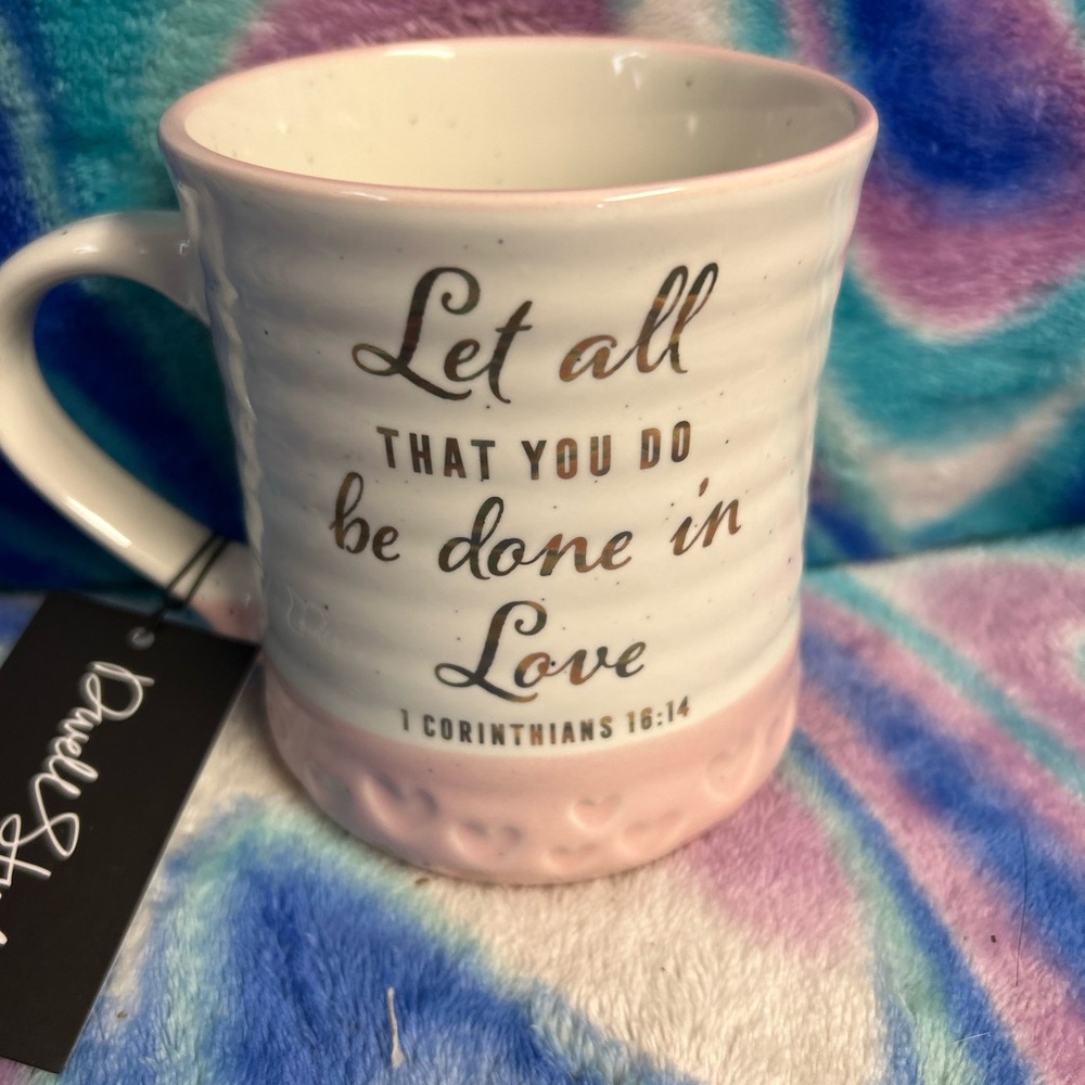 Inspirational Pink and White Mug